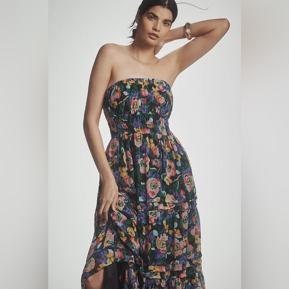 Anthropologie The Somerset Strapless Maxi Dress- Floral - Size Medium- NWT - Picture 3 of 15